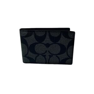 Coach Signature Slim Small ID Window Card Wallet mens black